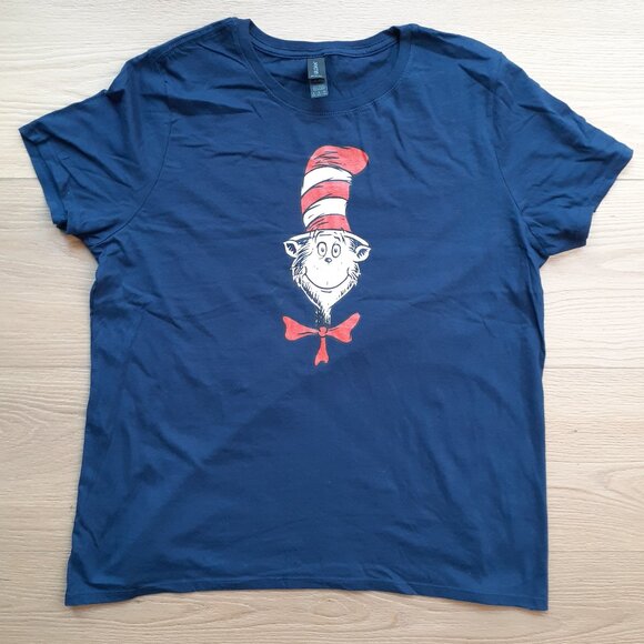 The Cat in the Hat - Dr. Suess - New Women's XL Navy Blue T-Shirt - Picture 1 of 4